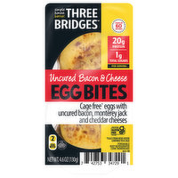 Three Bridges Egg Bites, Uncured Bacon & Cheese, 2 Each