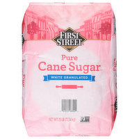 First Street Cane Sugar, White Granulated, 25 Pound