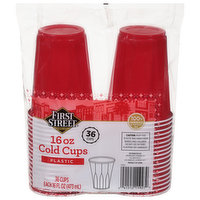First Street Cold Cups, Plastic, 16 Ounce, 36 Each