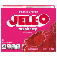 Jell-O Gelatin Dessert, Raspberry, Family Size, 6 Ounce