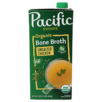 Pacific Foods Bone Broth, Organic, Unsalted Chicken, 32 Ounce