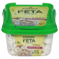 Athenos Cheese, Feta, Garlic & Herb, Crumbled, 6 Ounce