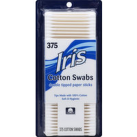 Iris Cotton Swabs, Double Tipped Paper Sticks, 375 Each