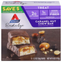 Atkins Bar, Caramel Nut Chew, Treat, 5 Each