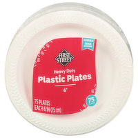 First Street Plastic Plates, Heavy Duty, 6 Inches, 75 Each