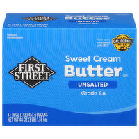 First Street Butter, Unsalted, Sweet Cream, 3 Each