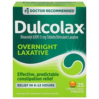 Dulcolax Laxative, Overnight, 5 mg, Comfort Coated Tablets, 25 Each