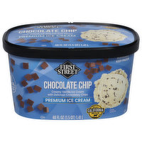 First Street Ice Cream, Premium, Chocolate Chip, 48 Ounce