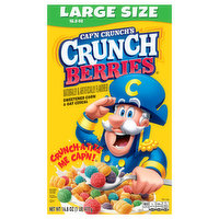 Cap'n Crunch's Cereal, Sweetened Corn & Oat, Crunch Berries, Large Size, 16.8 Ounce