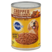 Pedigree Food for Dogs, Beef, Bacon & Cheese Flavor, Ground Dinner, Chopped, 22 Ounce