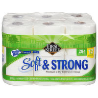 First Street Bathroom Tissue, Premium, Double Roll, Soft & Strong, 2-Ply, 12 Each