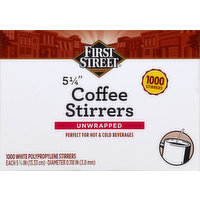 First Street Coffee Stirrers, Unwrapped, 5-1/4 Inches, 1000 Each