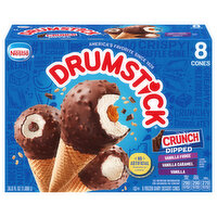 Drumstick Drumstick Crunch Dipped Vanilla, Vanilla Caramel and Vanilla Fudge Cones, 8 Count, 8 Each