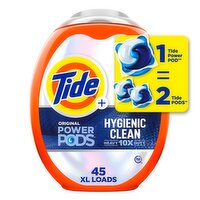 Tide Power PODS Laundry Detergent Pacs, Hygienic Clean, Original, 45 Each