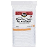 First Street Bar Mop Towels, Microfiber Ribbed, Gold Striped, 10 Each