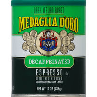 Medaglia D'oro Coffee, Ground, Dark Italian Roast, Espresso Italian Roast, Decaffeinated, 10 Ounce