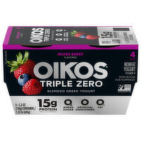 Oikos Yogurt, Mixed Berry Flavored, Blended, Greek, Nonfat, 4 Each