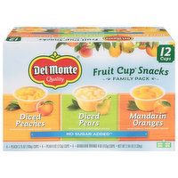 Del Monte Fruit Cup Snacks, Assorted, Family Pack, 12 Each