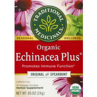 Traditional Medicinals Herbal Supplement, Organic, Original with Spearmint, Echinacea Plus, Caffeine Free, Tea Bags, 16 Each