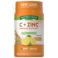 Nature's Truth C+ Zinc Immune Support, Gummies, Natural Lemon Flavor, 60 Each