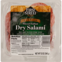 First Street Dry Salami, Italian, Premium, Sliced, 12 Ounce
