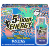 5-Hour Energy Energy Drink, Extra Strength, Tropical Burst, 6 Pack, 6 Each