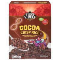 First Street Cereal, Crisp Rice, Cocoa, 19.5 Ounce