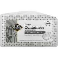 First Street Containers, Clear Plastic, Large, 100 Each