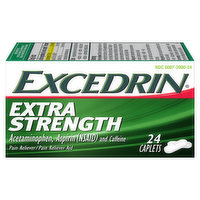 Excedrin Pain Reliever/Pain Reliever Aid, Extra Strength, Caplets, 24 Each