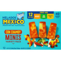 Helados Mexico Fruit Bars, Premium, Minis, Mango/Lime/Pineapple, Variety Pack, 12 Each