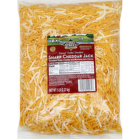 First Street Cheese, Sharp Cheddar Jack, Natural Feather Shredded, 80 Ounce