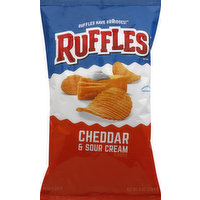 Ruffles Potato Chips, Cheddar & Sour Cream Flavored, 8 Ounce