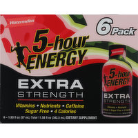5-Hour Energy Energy Shot, Extra Strength, Watermelon, 6 Pack, 6 Each