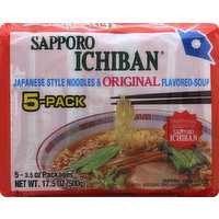 Sapporo Ichiban Noodles & Soup, Japanese Style, Original Flavored, 5-Pack, 5 Each