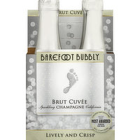 Barefoot Bubbly Champagne, Sparkling, Brut Cuvee, California, 4 Each