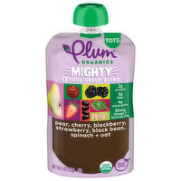 Plum Organics Mighty 4® Pear, Cherry, Blackberry, Strawberry, Blck Bean, Spinach + Oat 4oz Pch, 4 Ounce