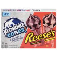 Klondike Cones! Frozen Dairy Dessert Cones, Reese's, Peanut Butter, Chocolate, 8 Pack, 8 Each