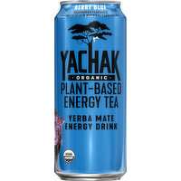 Yachak Energy Drink, Organic, Berry Blue, Yerba Mate, 16 Ounce