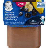 Gerber Banana Blackberry Blueberry, 2nd Foods, Sitter, 2 Pack, 2 Each