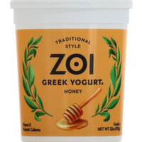 Zoi Yogurt, Greek, Traditional Style, Honey, 1 Each