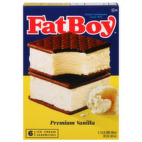 FatBoy Ice Cream Sandwiches, Premium Vanilla, 6 Each