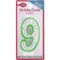 Betty Crocker Birthday Candle, Numeral 9, 3 Inch, 1 Each