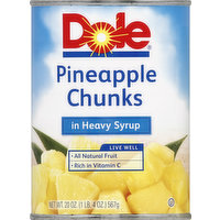 Dole Pineapple, in Heavy Syrup, Chunks, 20 Ounce