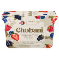 Chobani Yogurt, Reduced Fat, Greek, Vanilla, Mixed Berry on the Bottom, Value 4 Pack, 21.2 Ounce