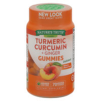 Nature's Truth Turmeric Curcumin + Ginger, Vegan Gummies, Natural Peach Flavor, 70 Each