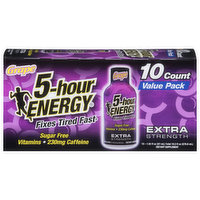 5-Hour Energy Energy Shot, Extra Strength, Grape, Value Pack, 10 Each
