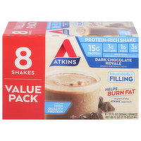 Atkins Protein-Rich Shake, Dark Chocolate Royale, Value Pack, 8 Each