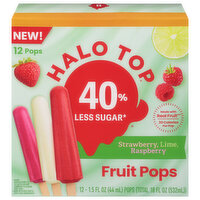 Halo Top Fruit Pops, Strawberry, Lime, Raspberry, 40% Less Sugar, 12 Each