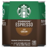 Starbucks Starbucks Double Shot Espresso Premium Beverage Espresso & Cream 6.5 Fl Oz 4 Count Can, 4 Each