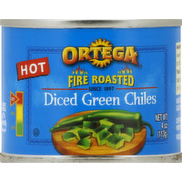 Ortega Green Chiles, Diced, Fire Roasted, Hot, 4 Ounce